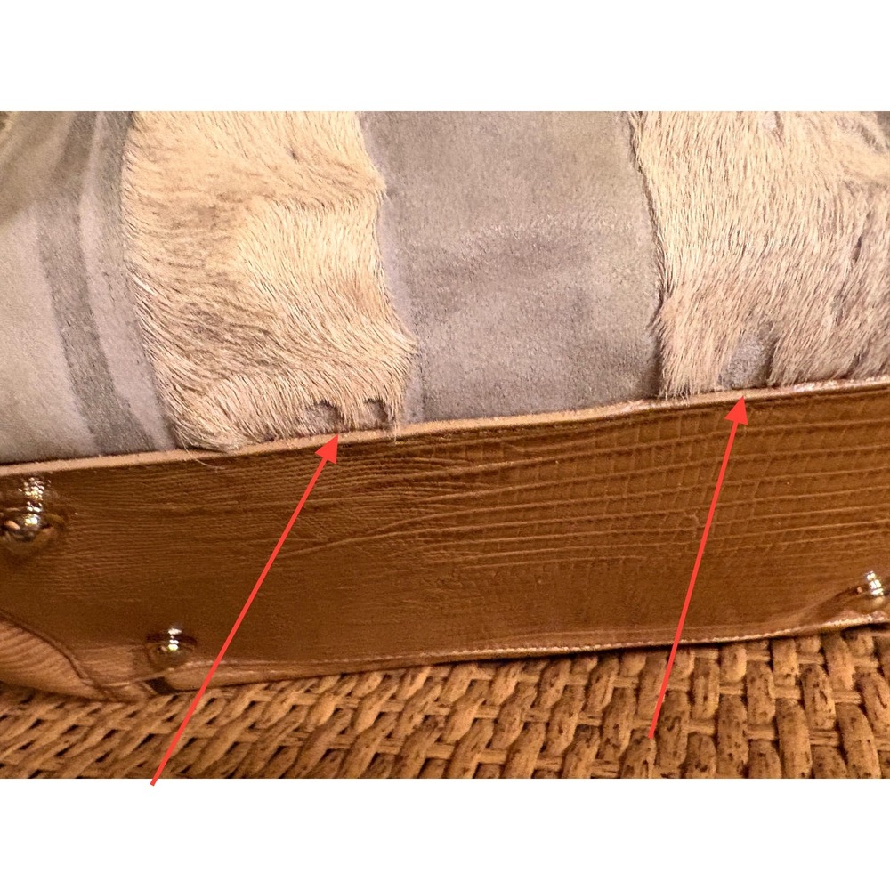Brahmin Arden Satchel Calf Hair Metallic Gold Bronze Doctor Shoulder Bag - Picture 7 of 14